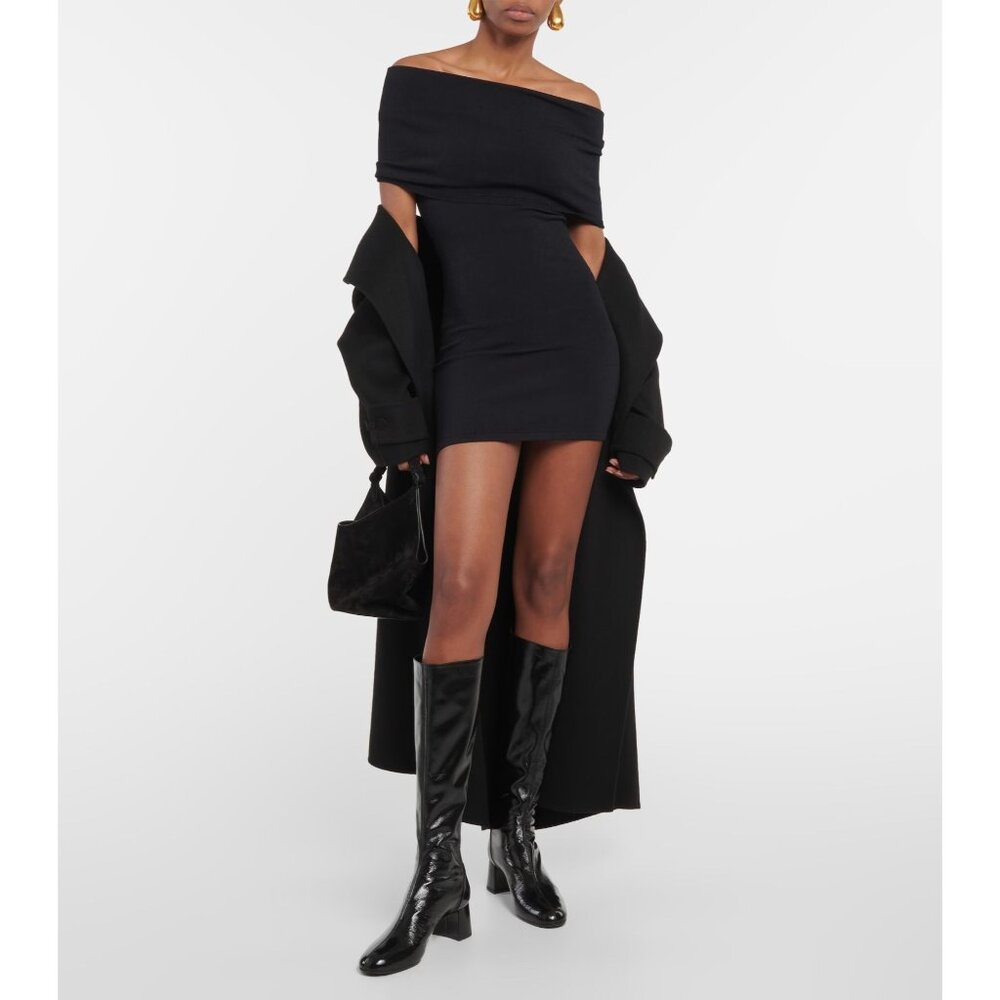 WARDROBE.NYC Off The Shoulder Mini Dress in Black Small New Womens Stretchy - Picture 10 of 16
